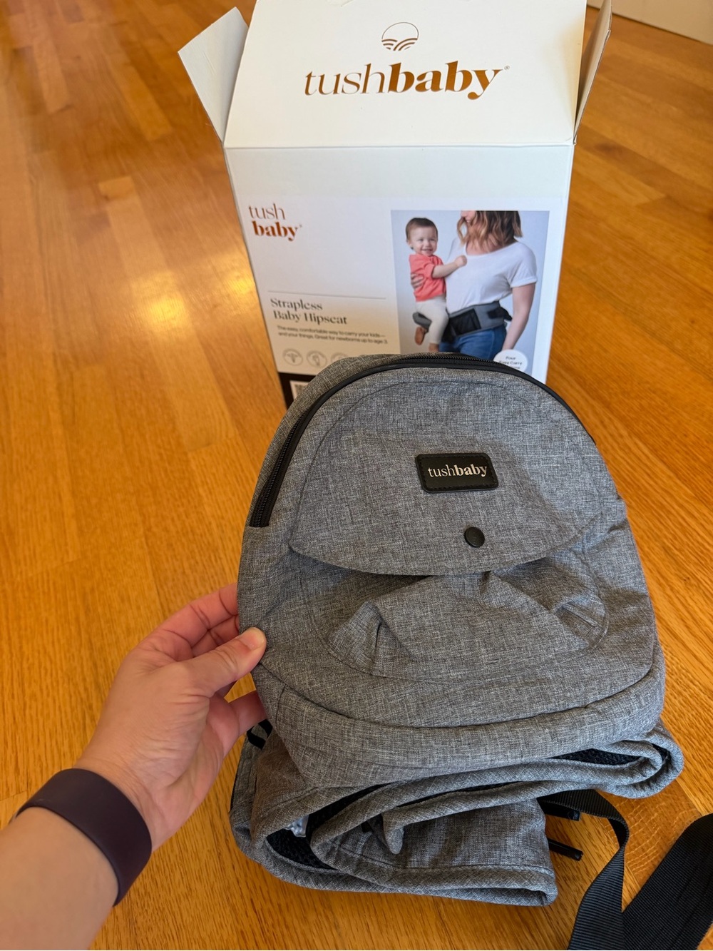 Gray Strapless Baby Hipseat Carrier - Tushbaby